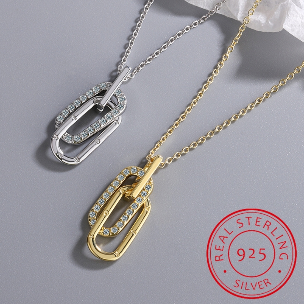 14k gold & sterling silver diamond necklace - Picture 7 of 7